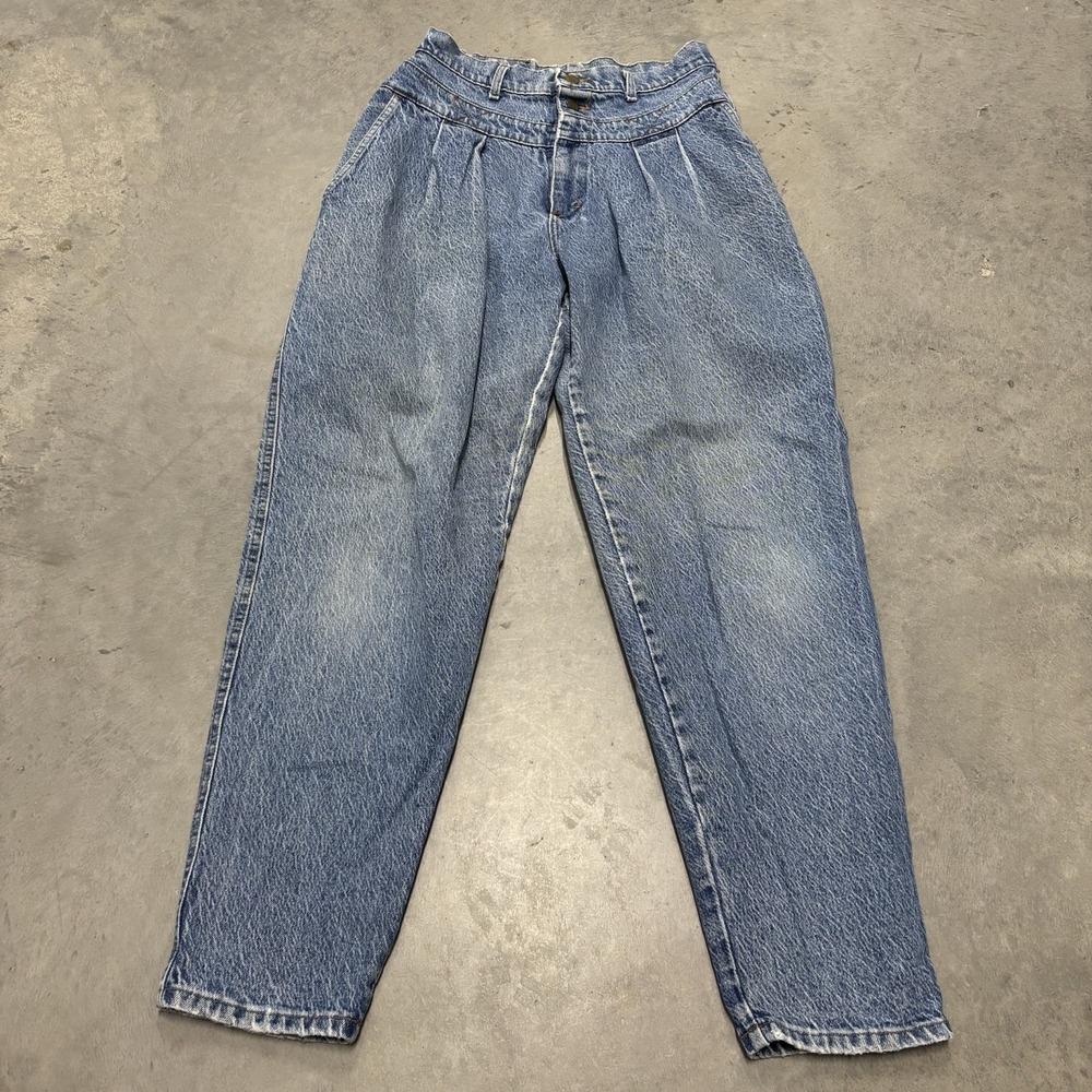 Vintage Lee Jeans Pleated High Rise Light Wash Tapered Made in USA 28 Distressed
